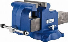 Gibraltar - 8" Jaw Width x 8" Jaw Opening Capacity, 4" Throat Depth, Bench & Pipe Combination Vise - 3/4 to 3" Pipe Capacity, Swivel Base, Bolt Down Attachment, Ductile Iron - Exact Industrial Supply