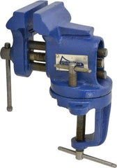 Gibraltar - 2-1/2" Jaw Width, 2-1/2" Opening Capacity, 1-5/8" Throat Depth, Cast Iron Swivel Bench Vise - Clamp-On Base Attachment - Exact Industrial Supply