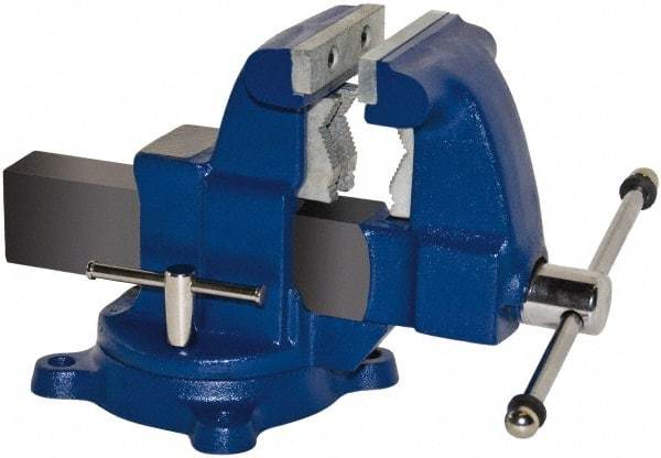 Gibraltar - 6-1/2" Jaw Width x 6-1/2" Jaw Opening Capacity, 5-1/2" Throat Depth, Bench & Pipe Combination Vise - 1/8 to 3-1/2" Pipe Capacity, Swivel Base, Bolt Down Attachment, Ductile Iron - Exact Industrial Supply