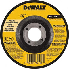 DeWALT - 24 Grit, 9" Wheel Diam, 1/8" Wheel Thickness, 7/8" Arbor Hole, Type 27 Depressed Center Wheel - Aluminum Oxide, 6,600 Max RPM, Compatible with Angle Grinder - Exact Industrial Supply