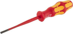 Wera - 198mm OAL Insulated Slotted Screwdriver - 100mm Blade Length, Round Shank, Ergonomic Handle - Exact Industrial Supply