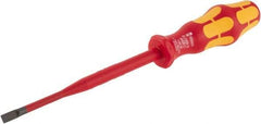 Wera - 223mm OAL Insulated Slotted Screwdriver - 125mm Blade Length, Round Shank, Ergonomic Handle - Exact Industrial Supply