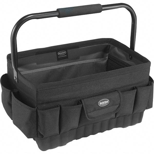 Bucket Boss - 20 Pocket Black Ballistic Polyester Tool Bag - 18" Wide x 12" Deep x 10" High - Exact Industrial Supply