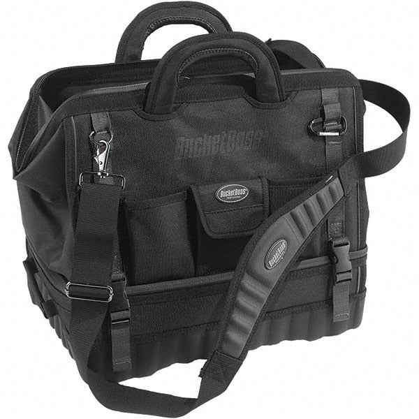 Bucket Boss - 14 Pocket Black Ballistic Polyester Tool Bag - Exact Industrial Supply