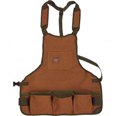 Bucket Boss - 30 to 52" Waist Apron - 16 Pocket, Brown/Green, Canvas - Exact Industrial Supply