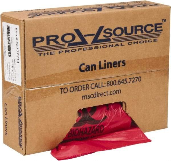 PRO-SOURCE - 45 Gal Capacity, Red, Hazardous Waste Bag - 1.3 mil Thick x 38" Wide x 48" High, Roll - Exact Industrial Supply