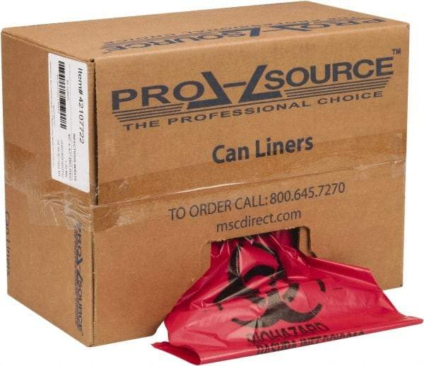 PRO-SOURCE - 45 Gal Capacity, Red, Hazardous Waste Bag - 1.3 mil Thick x 40" Wide x 47" High, Roll - Exact Industrial Supply