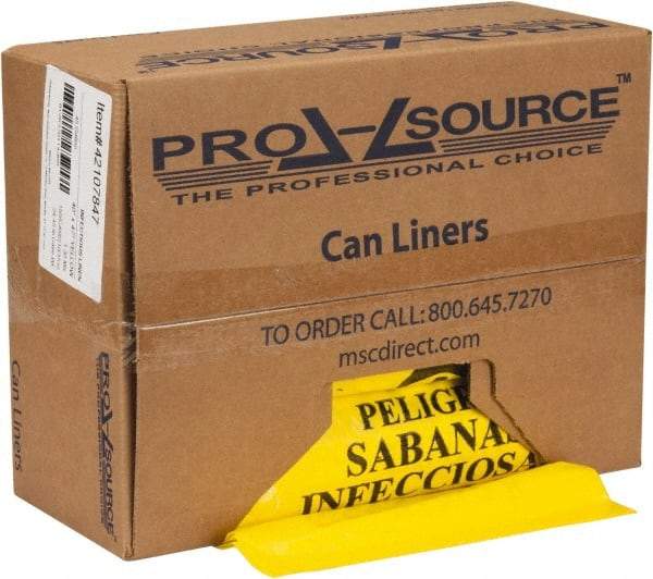 PRO-SOURCE - 45 Gal Capacity, Yellow, Hazardous Waste Bag - 1.3 mil Thick x 40" Wide x 47" High, Roll - Exact Industrial Supply