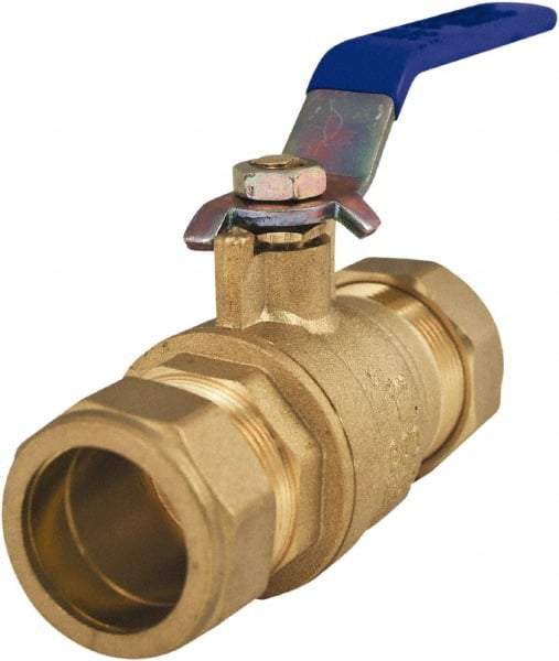 Legend Valve - 1" Pipe, Full Port, Lead Free Brass Full Port Ball Valve - 2 Piece, Comp x Comp Ends, Lever Handle, 600 WOG - Exact Industrial Supply