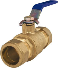 Legend Valve - 1/2" Pipe, Full Port, Lead Free Brass Full Port Ball Valve - 2 Piece, Comp x Comp Ends, Lever Handle, 600 WOG - Exact Industrial Supply