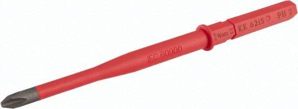 Wera - #2, Insulated Phillips 1,000 Volt Insulated Screwdriver Bit - 3/8" Drive, 6-1/4" OAL - Exact Industrial Supply