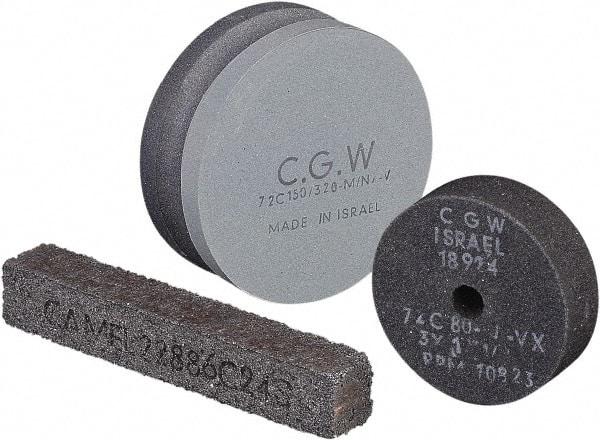 Camel Grinding Wheels - 80 Grit Silicon Carbide Type 1 Dressing Wheel - 3" Diam x 1/2" Hole x 1/2" Thick, Fine Grade, Hardness L, Vitrified Bond, No Recess - Exact Industrial Supply