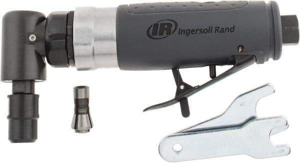 Ingersoll-Rand - 1/4" Collet, Angle Handle, Straight Air Die Grinder - 20,000 RPM, Rear Exhaust, 23 CFM, 0.33 hp, 1/4" Inlet - Exact Industrial Supply