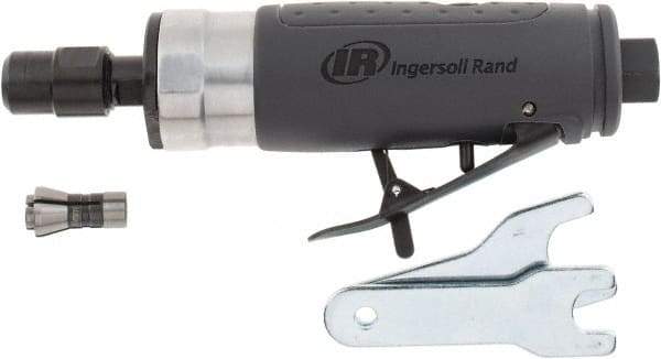 Ingersoll-Rand - 1/4" Collet, Straight Handle, Straight Air Die Grinder - 25,000 RPM, Rear Exhaust, 28 CFM, 0.33 hp, 1/4" Inlet - Exact Industrial Supply