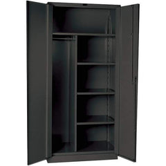 Hallowell - 4 Shelf Combination Storage Cabinet - Steel, 48" Wide x 24" Deep x 78" High, Gray - Exact Industrial Supply