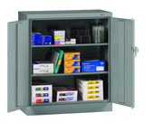 36"W x 18"D x 42"H Counter High Welded Set Up Storage Cabinet, 2 Adj. shelves, w/Raised Bottom - Exact Industrial Supply