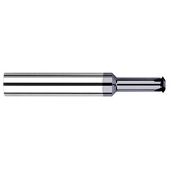 Single Profile Thread Mill: #10-24 to #10-56, 24 to 56 TPI, Internal & External, 4 Flutes, Solid Carbide 0.135″ Cut Dia, 1/4″ Shank Dia, 2.5″ OAL, Amorphous Diamond Coated