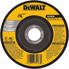 DeWALT - 30 Grit, 9" Wheel Diam, 1/4" Wheel Thickness, 7/8" Arbor Hole, Type 27 Depressed Center Wheel - Aluminum Oxide, 6,600 Max RPM, Compatible with Angle Grinder - Exact Industrial Supply