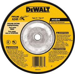 DeWALT - 24 Grit, 6" Wheel Diam, 1/8" Wheel Thickness, Type 27 Depressed Center Wheel - Aluminum Oxide, 10,100 Max RPM, Compatible with Angle Grinder - Exact Industrial Supply
