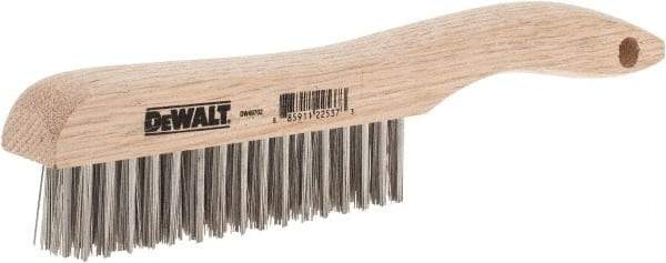 DeWALT - 15 Rows x 4 Columns Stainless Steel Scratch Brush - 10" OAL, 1-1/8" Trim Length, Wood Shoe Handle - Exact Industrial Supply