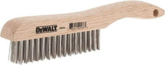 DeWALT - 15 Rows x 4 Columns Stainless Steel Scratch Brush - 10" OAL, 1-1/8" Trim Length, Wood Shoe Handle - Exact Industrial Supply