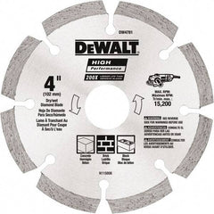 DeWALT - 4-1/2" Diam, 5/8 & 7/8" Arbor Hole Diam, Wet & Dry Cut Saw Blade - Diamond Matrix, Standard Round Arbor - Exact Industrial Supply