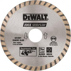 DeWALT - 4-1/2" Diam, 5/8 & 7/8" Arbor Hole Diam, Wet & Dry Cut Saw Blade - Diamond Matrix, Standard Round Arbor - Exact Industrial Supply