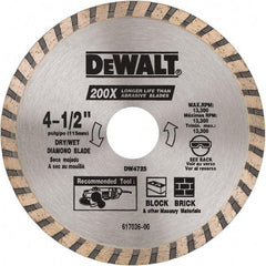 DeWALT - 4-1/2" Diam, 5/8 & 7/8" Arbor Hole Diam, Wet & Dry Cut Saw Blade - Diamond Matrix, Standard Round Arbor - Exact Industrial Supply