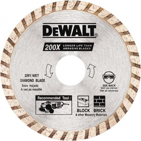 DeWALT - 4" Diam, 5/8 & 7/8" Arbor Hole Diam, Wet & Dry Cut Saw Blade - Diamond Matrix, Standard Round Arbor - Exact Industrial Supply