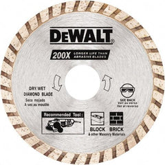 DeWALT - 4" Diam, 5/8 & 7/8" Arbor Hole Diam, Wet & Dry Cut Saw Blade - Diamond Matrix, Standard Round Arbor - Exact Industrial Supply