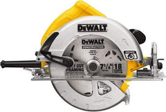 DeWALT - 15 Amps, 7-1/4" Blade Diam, 5,200 RPM, Electric Circular Saw - 120 Volts, 5/8" Arbor Hole, Right Blade - Exact Industrial Supply