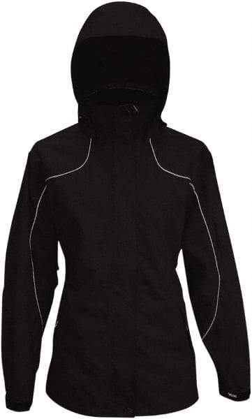 Viking - Size S, Black, Rain, Wind Resistant Jacket - 37" Chest, 4 Pockets, Detachable Hood - Exact Industrial Supply