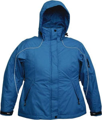 Viking - Size M, Blue, Rain, Wind Resistant Jacket - 40" Chest, 4 Pockets, Detachable Hood - Exact Industrial Supply