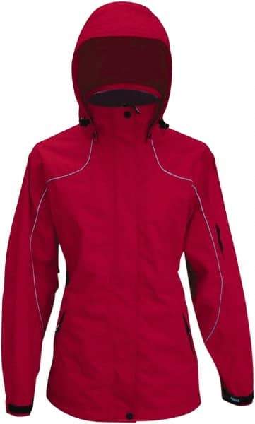 Viking - Size L, Red, Rain, Wind Resistant Jacket - 43" Chest, 4 Pockets, Detachable Hood - Exact Industrial Supply