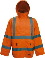 Viking - Size XL, High Visibility Orange, Rain, Wind Resistant Jacket - 47" Chest, 4 Pockets, Detachable Hood - Exact Industrial Supply