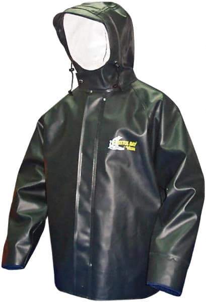 Viking - Size S, Green, Rain, Chemical, Wind Resistant Jacket - 37" Chest, Attached Hood - Exact Industrial Supply