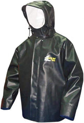 Viking - Size 3XL, Green, Rain, Chemical, Wind Resistant Jacket - 55" Chest, Attached Hood - Exact Industrial Supply