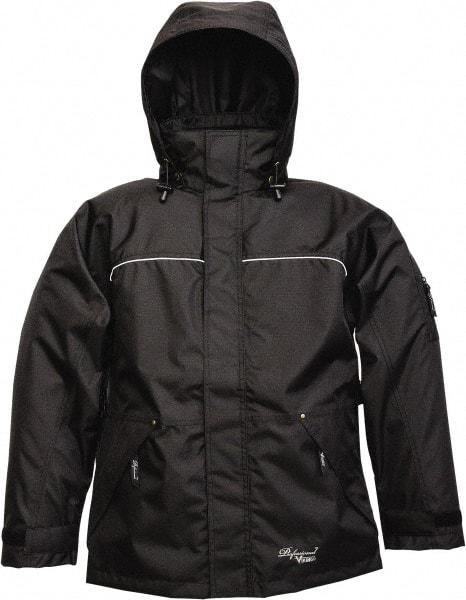 Viking - Size S, Black, Rain, Wind Resistant Jacket - 37" Chest, 3 Pockets, Detachable Hood - Exact Industrial Supply