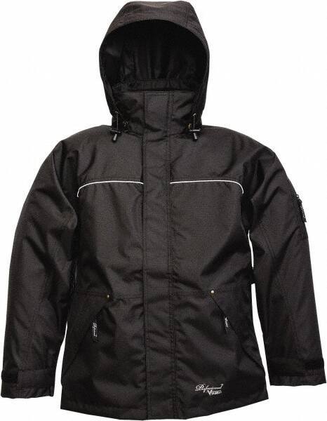 Viking - Size 3XL, Black, Rain, Wind Resistant Jacket - 55" Chest, 3 Pockets, Detachable Hood - Exact Industrial Supply