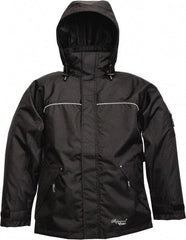 Viking - Size XL, Black, Rain, Wind Resistant Jacket - 47" Chest, 3 Pockets, Detachable Hood - Exact Industrial Supply