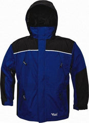 Viking - Size XL, Charcoal & Royal Blue, Rain, Wind Resistant Jacket - 47" Chest, 5 Pockets, Detachable Hood - Exact Industrial Supply