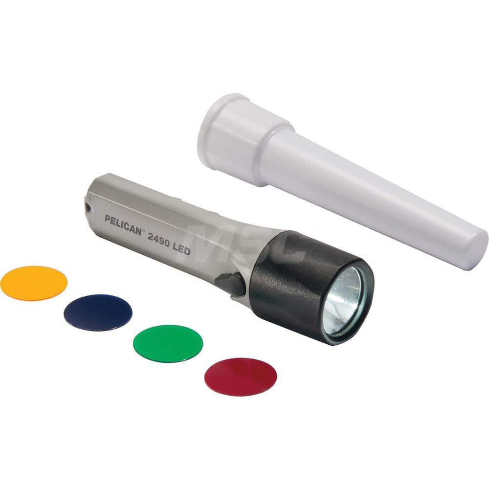 Polymer Flashlight Flashlight 64 Lumens, 720 min Runtime, White LED Bulb, Gray Body,