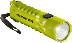 Pelican Products, Inc. - White LED Bulb, 160 Lumens, Industrial/Tactical Flashlight - Yellow Plastic Body, 3 AA Alkaline Batteries Included - Exact Industrial Supply