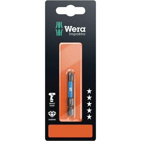 Wera - 5mm Hex Screwdriver Bit - 1/4" Drive, 50mm OAL - Exact Industrial Supply