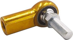 Made in USA - 3/4" ID, 1-3/4" Max OD, 10,937 Lb Max Static Cap, Female Spherical Rod End with Stud - 3/4-16 LH, 1-1/8" Shank Diam, 1-9/16" Shank Length, Carbon Steel with Plastic Raceway - Exact Industrial Supply