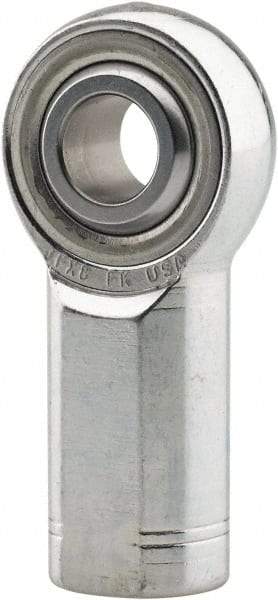 Made in USA - 1" ID, 2-3/4" Max OD, 76,205 Lb Max Static Cap, Plain Female Spherical Rod End - 1-1/4 - 12 LH, 0.469" Shank Diam, 2-1/8" Shank Length, Alloy Steel with Steel Raceway - Exact Industrial Supply