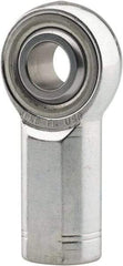 Made in USA - 3/16" ID, 5/8" Max OD, 3,736 Lb Max Static Cap, Plain Female Spherical Rod End - 10-32 LH, 0.469" Shank Diam, 9/16" Shank Length, Alloy Steel with Steel Raceway - Exact Industrial Supply