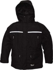 Viking - Size S, Black, Rain, Wind Resistant, Cold Weather Jacket - 37" Chest, 5 Pockets, Detachable Hood - Exact Industrial Supply