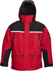 Viking - Size 3XL, Black & Red, Rain, Wind Resistant, Cold Weather Jacket - 55" Chest, 5 Pockets, Detachable Hood - Exact Industrial Supply