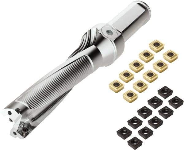Seco - 3" Max Drill Depth, 3xD, 1" Diam, Indexable Insert Drill - 2 Inserts, 1-1/4" Shank Diam, Weldon Flat Shank - Exact Industrial Supply
